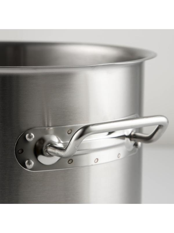 Кастрюля из нержавеющей стали Hanna Knövell HoReCa, 12 л, толщина 0,8 мм, 201 сталь, дно 3 мм, металлическая крышка, с теплораспределительным слоем, индукция