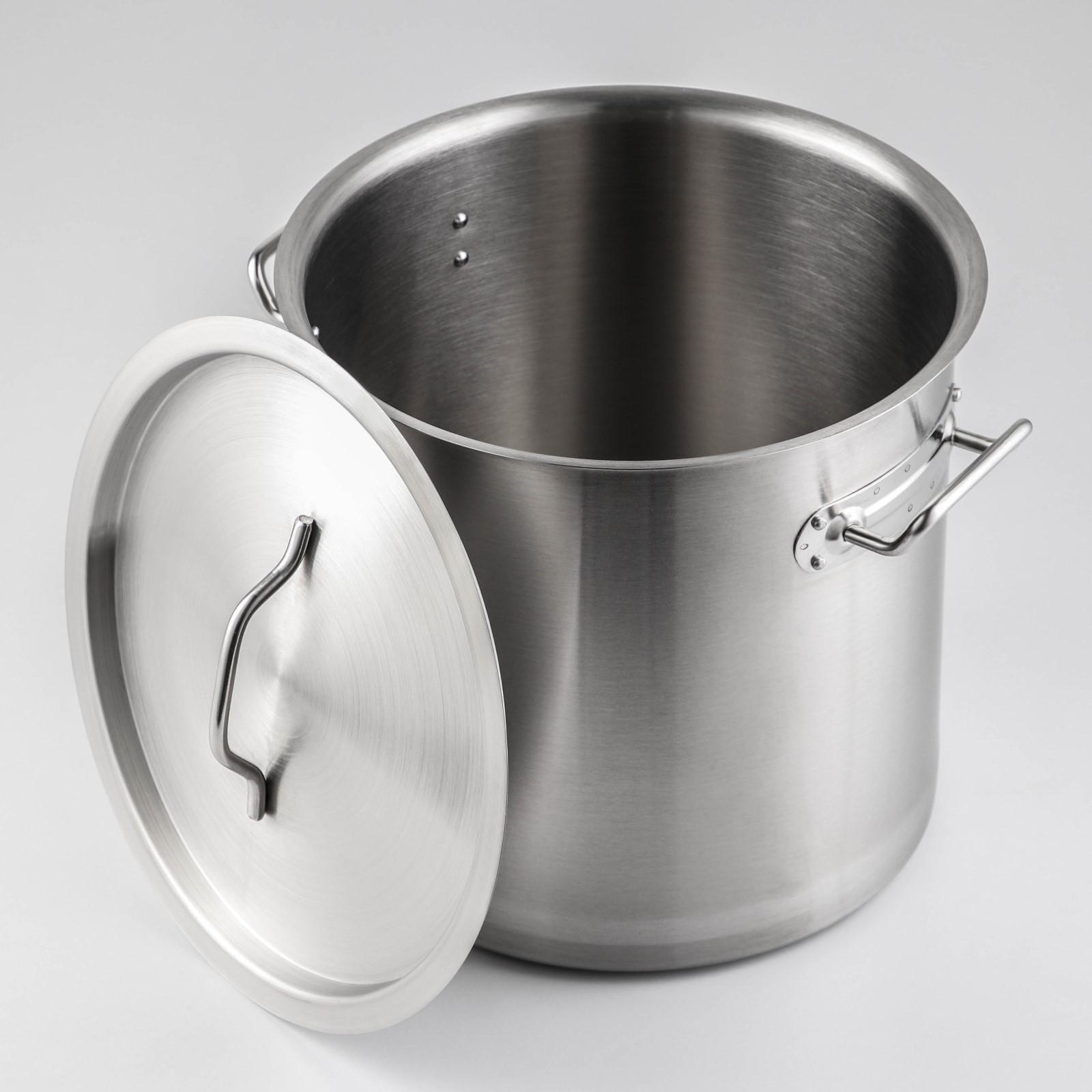 Кастрюля из нержавеющей стали Hanna Knövell HoReCa, 17 л, толщина 0,8 мм, 201 сталь, дно 3 мм, металлическая крышка, с теплораспределительным слоем, индукция