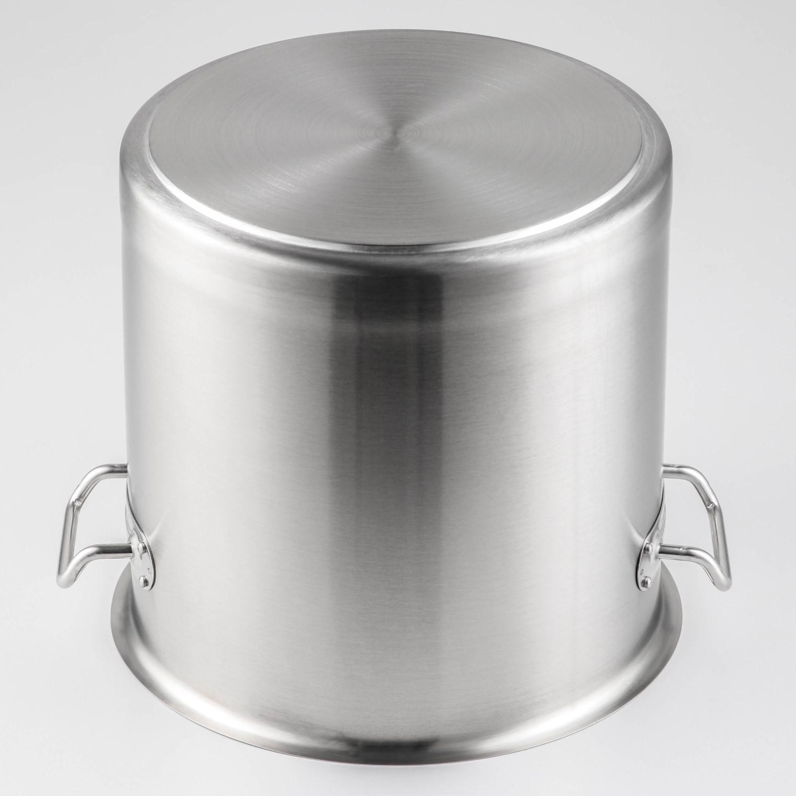 Кастрюля из нержавеющей стали Hanna Knövell HoReCa, 17 л, толщина 0,8 мм, 201 сталь, дно 3 мм, металлическая крышка, с теплораспределительным слоем, индукция