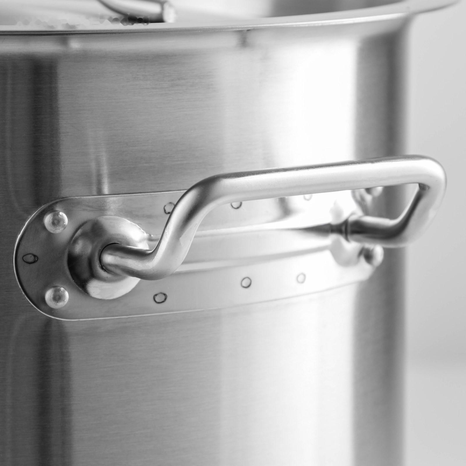 Кастрюля из нержавеющей стали Hanna Knövell HoReCa, 17 л, толщина 0,8 мм, 201 сталь, дно 3 мм, металлическая крышка, с теплораспределительным слоем, индукция