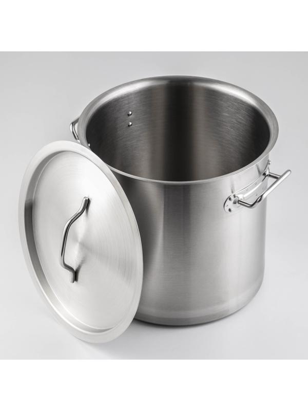 Кастрюля из нержавеющей стали Hanna Knövell HoReCa, 17 л, толщина 0,8 мм, 201 сталь, дно 3 мм, металлическая крышка, с теплораспределительным слоем, индукция