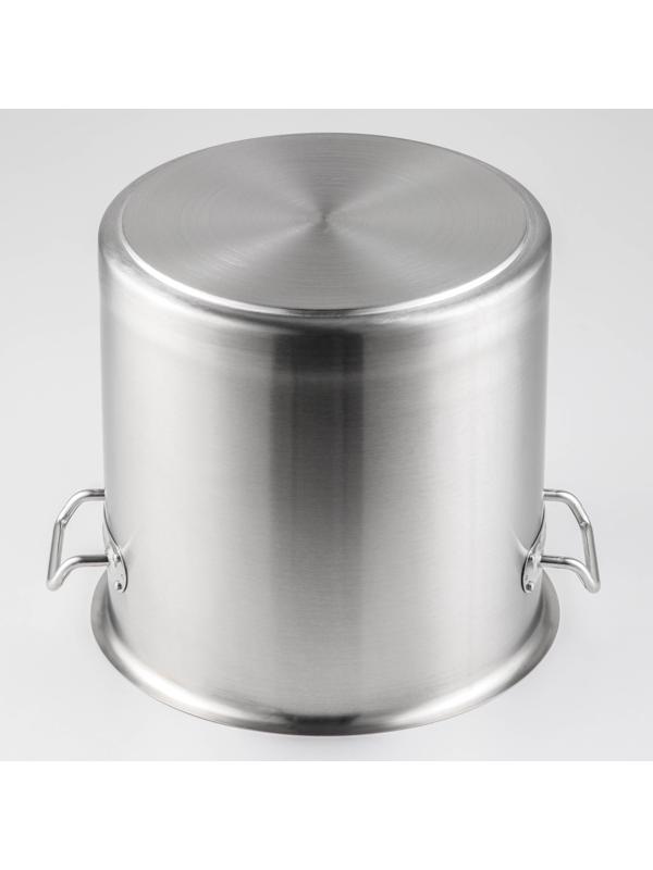 Кастрюля из нержавеющей стали Hanna Knövell HoReCa, 17 л, толщина 0,8 мм, 201 сталь, дно 3 мм, металлическая крышка, с теплораспределительным слоем, индукция