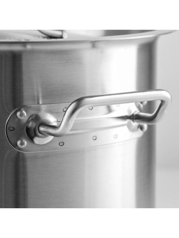 Кастрюля из нержавеющей стали Hanna Knövell HoReCa, 17 л, толщина 0,8 мм, 201 сталь, дно 3 мм, металлическая крышка, с теплораспределительным слоем, индукция