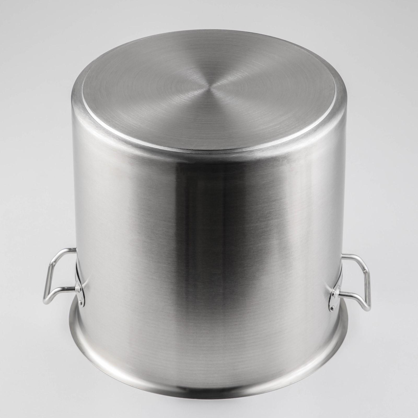 Кастрюля из нержавеющей стали Hanna Knövell HoReCa, 25 л, толщина 0,8 мм, 201 сталь, дно 3 мм, металлическая крышка, с теплораспределительным слоем, индукция