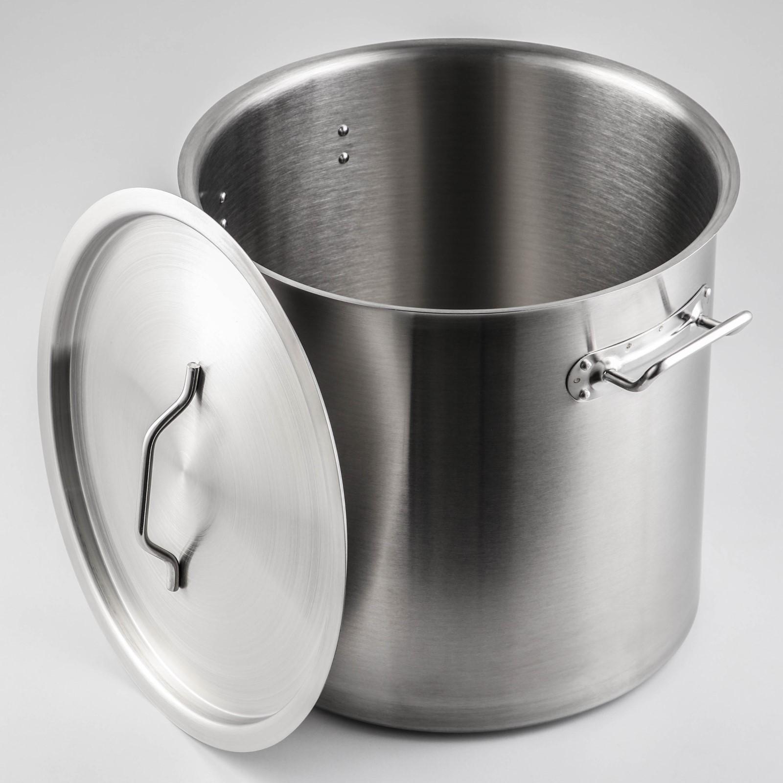 Кастрюля из нержавеющей стали Hanna Knövell HoReCa, 25 л, толщина 0,8 мм, 201 сталь, дно 3 мм, металлическая крышка, с теплораспределительным слоем, индукция