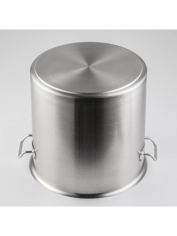 Кастрюля из нержавеющей стали Hanna Knövell HoReCa, 25 л, толщина 0,8 мм, 201 сталь, дно 3 мм, металлическая крышка, с теплораспределительным слоем, индукция