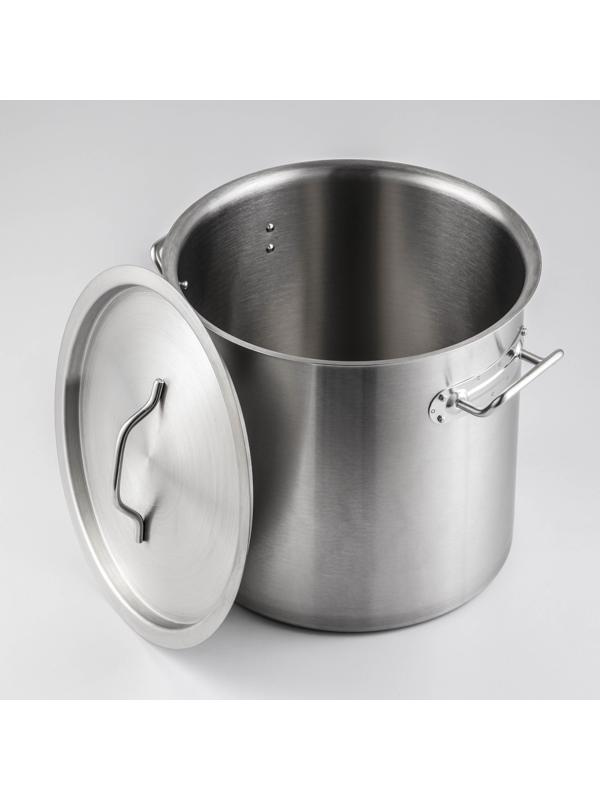 Кастрюля из нержавеющей стали Hanna Knövell HoReCa, 17 л, толщина 0,8 мм, 201 сталь, металлическая крышка