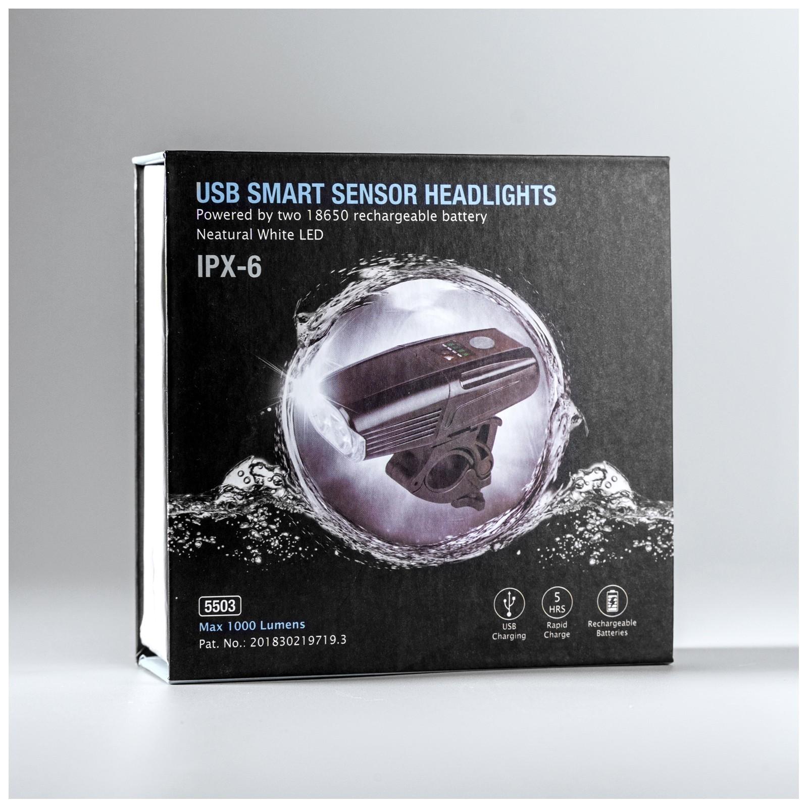 Фонарь велосипедный передний, 2 светодиода, 5 режимов