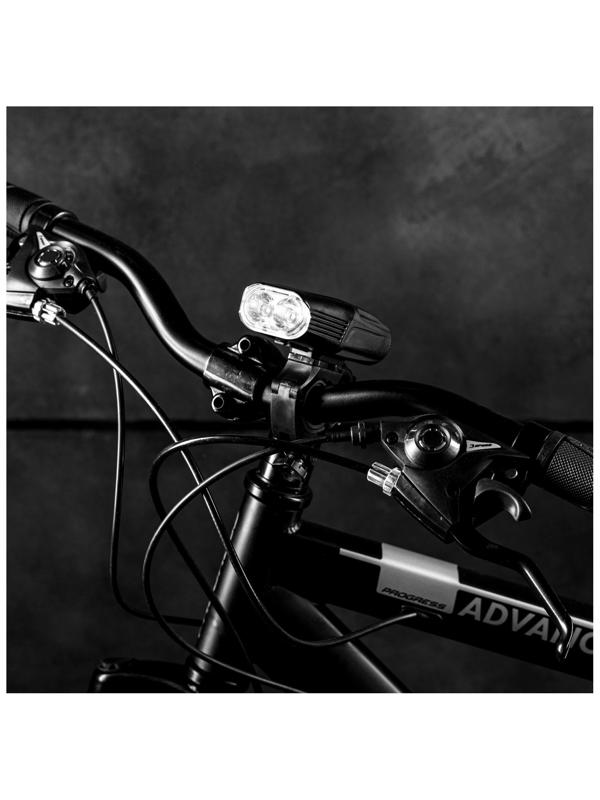 Фонарь велосипедный передний, 2 светодиода, 5 режимов