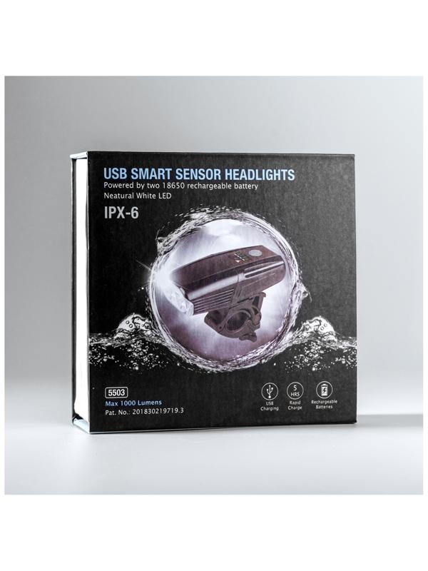 Фонарь велосипедный передний, 2 светодиода, 5 режимов