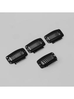 Набор зажимов для наращивания волос, 3,2 см, 4 шт, цвет чёрный