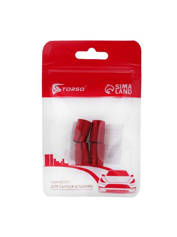 Колпачок на вентиль TORSO, красный, набор 4 шт