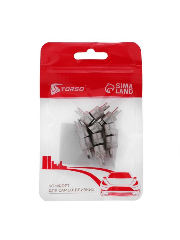 Колпачок на вентиль TORSO, с ключом, хром, набор 10 шт