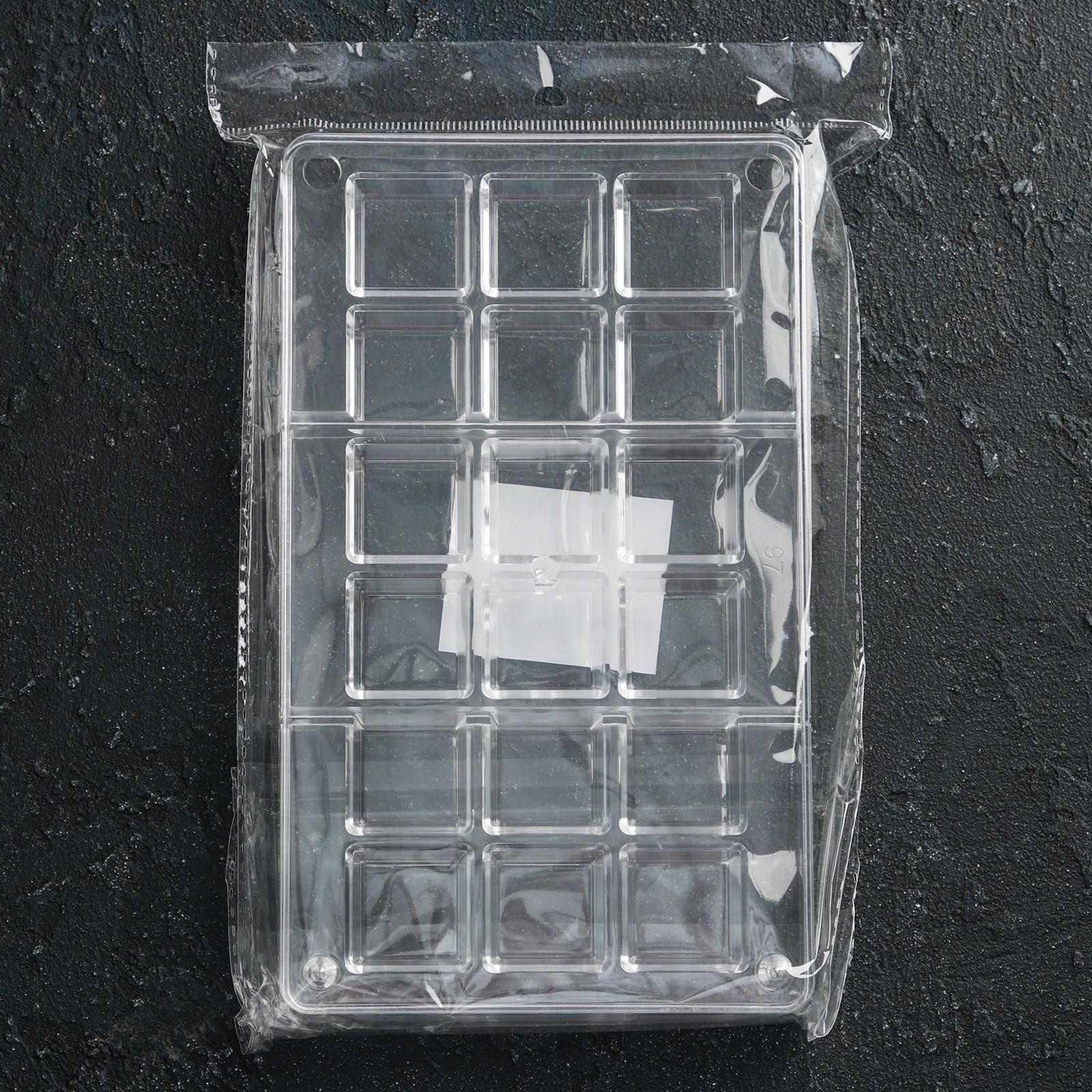 Форма для шоколада и конфет «Кубики», 18 ячеек, 20×12×2,5 см, ячейка 2,5×2,5×1 см