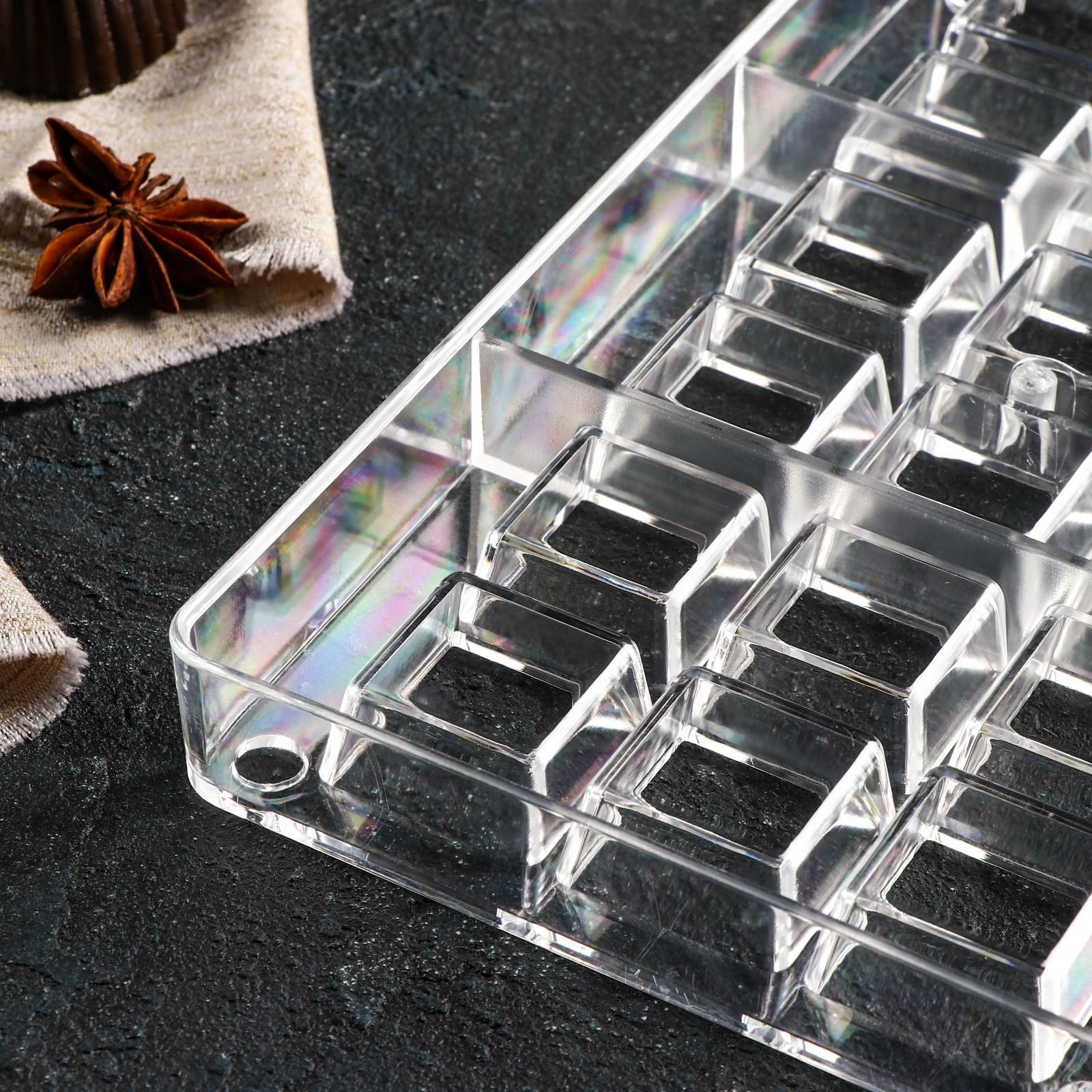 Форма для шоколада и конфет «Кубики», 18 ячеек, 20×12×2,5 см, ячейка 2,5×2,5×1 см