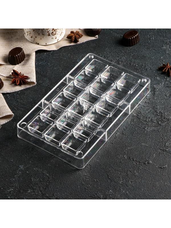 Форма для шоколада и конфет «Кубики», 18 ячеек, 20×12×2,5 см, ячейка 2,5×2,5×1 см