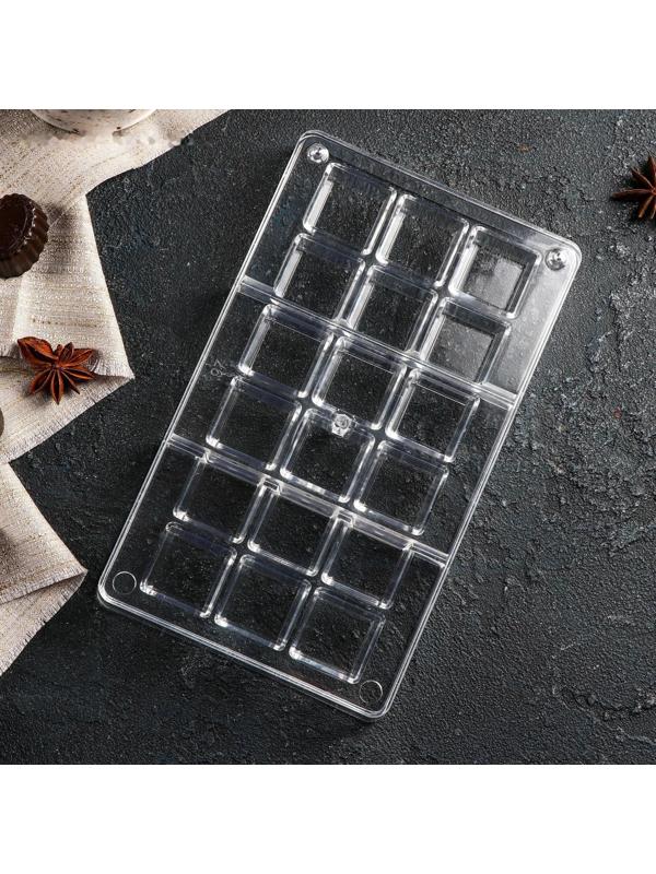 Форма для шоколада и конфет «Кубики», 18 ячеек, 20×12×2,5 см, ячейка 2,5×2,5×1 см