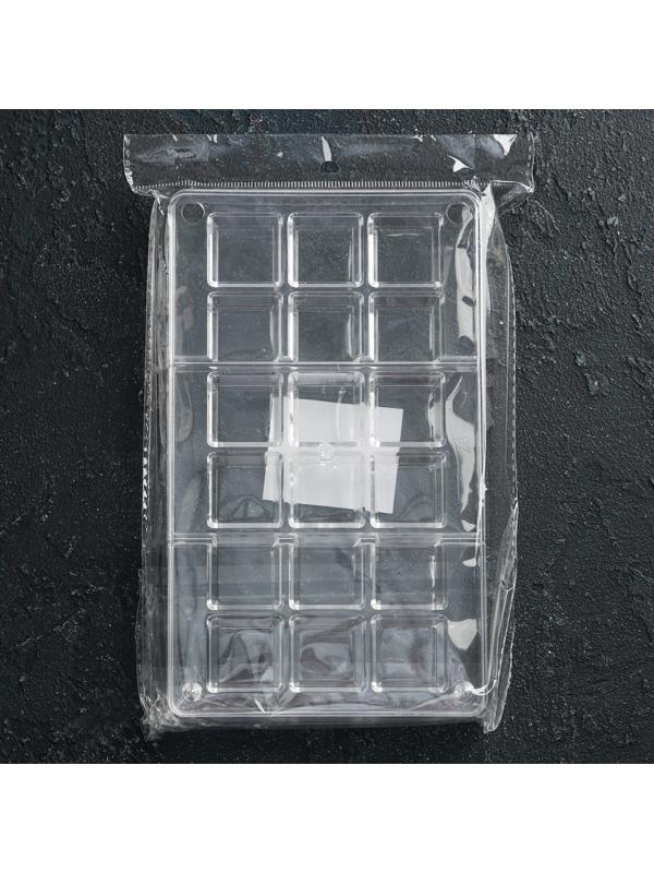 Форма для шоколада и конфет «Кубики», 18 ячеек, 20×12×2,5 см, ячейка 2,5×2,5×1 см