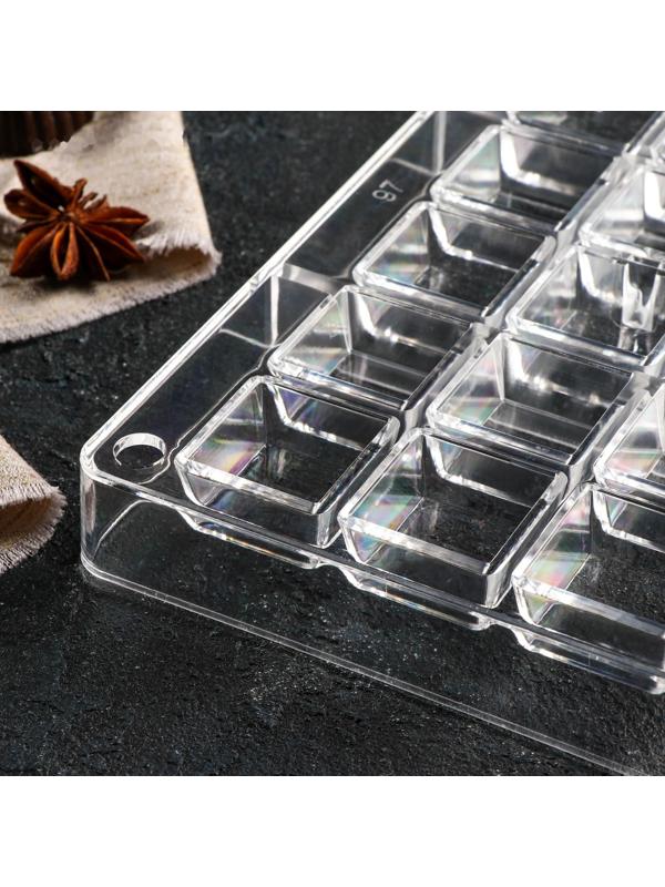 Форма для шоколада и конфет «Кубики», 18 ячеек, 20×12×2,5 см, ячейка 2,5×2,5×1 см