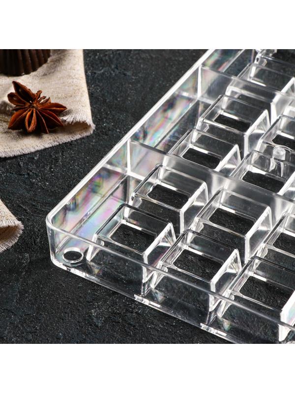 Форма для шоколада и конфет «Кубики», 18 ячеек, 20×12×2,5 см, ячейка 2,5×2,5×1 см