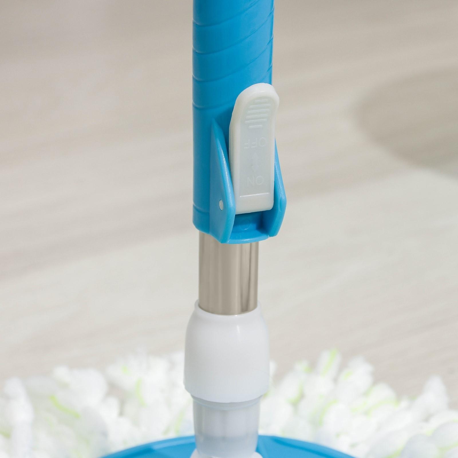 Швабра с отжимом и ведро: ведро с металлической центрифугой 7,2 л, швабра с телескопическим черенком 76-105 см, запасная насадка из микрофибры, цвет МИКС