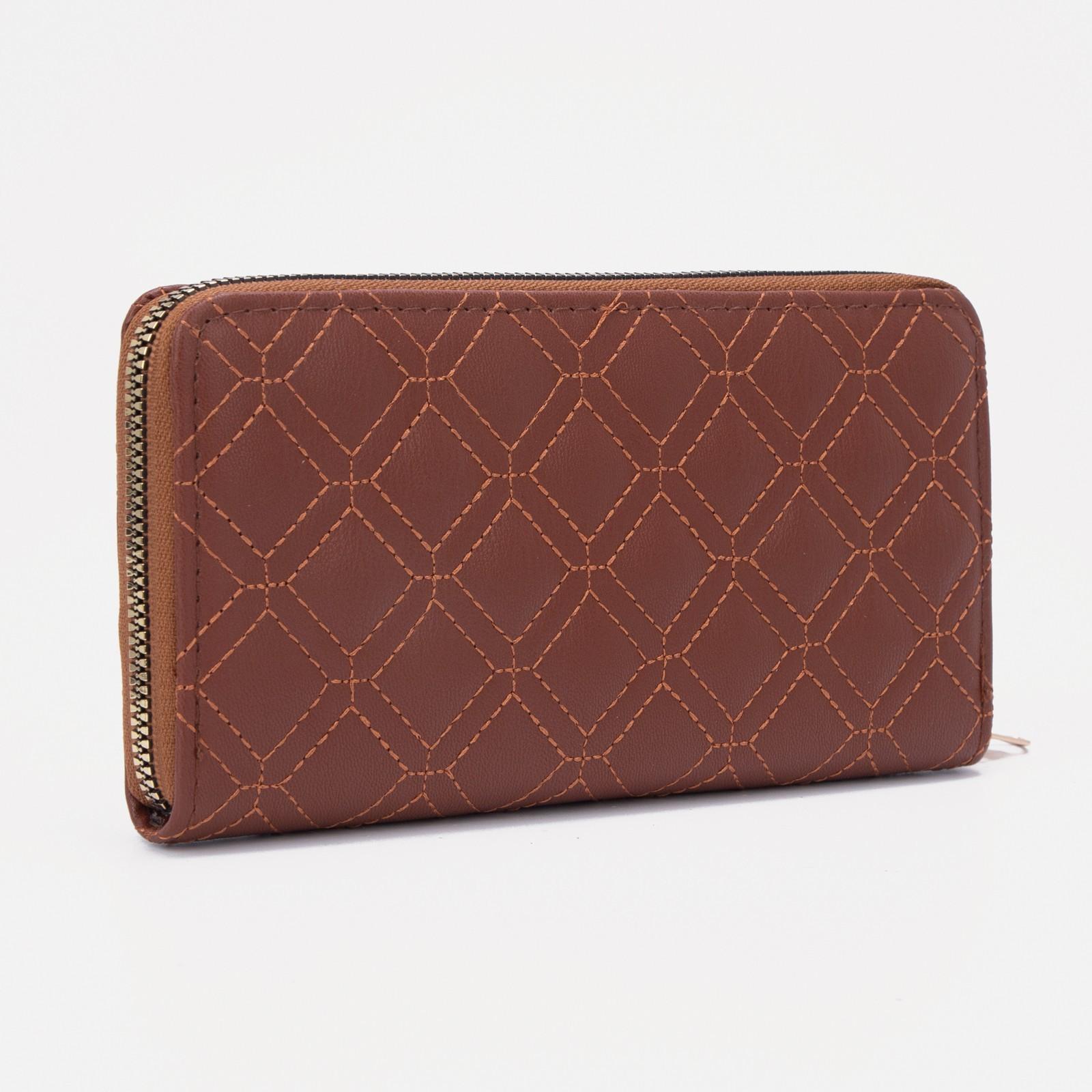 Кошелёк на молнии, цвет коричневый