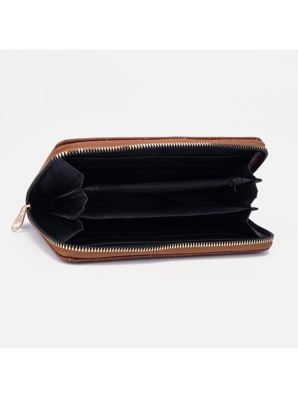 Кошелёк на молнии, цвет коричневый
