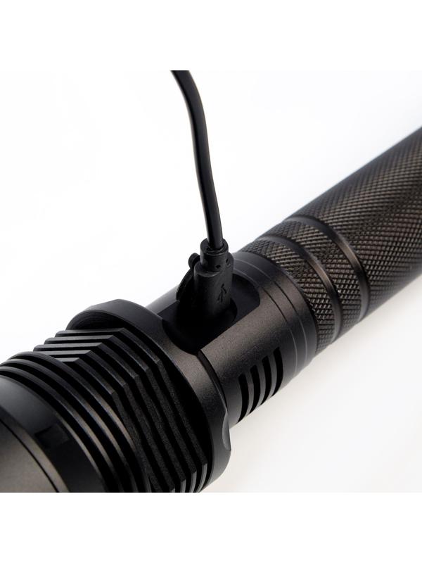 Фонарь ручной аккумуляторный 6000 мАч, 1500 лм, 500 м, XHP70, 3 режима,micro USB, zoom, 24.8 x 6 x 3