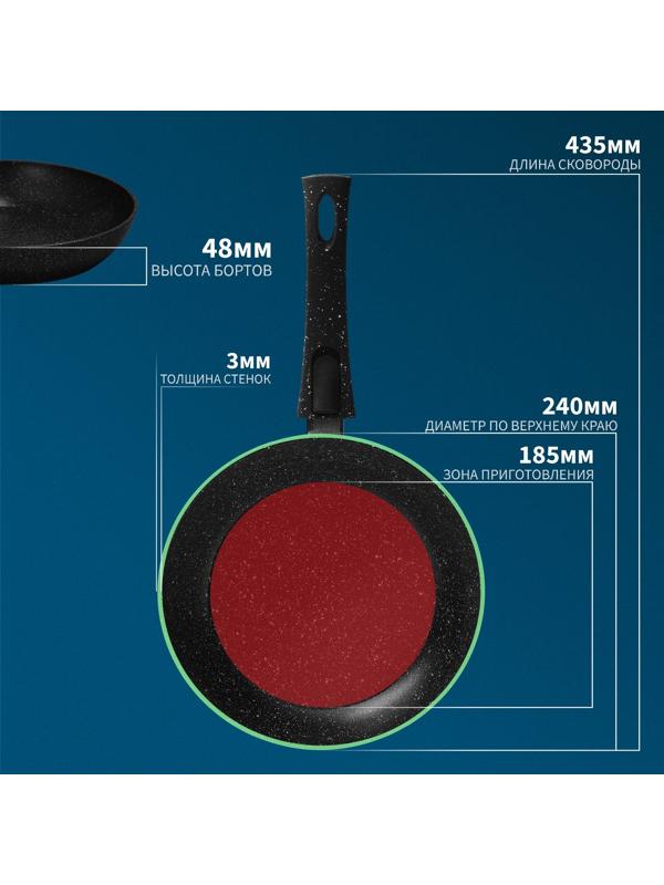 Сковорода кованая Magistro Dark, d=24 см, съёмная ручка soft-touch, антипригарное покрытие, индукция, цвет чёрный