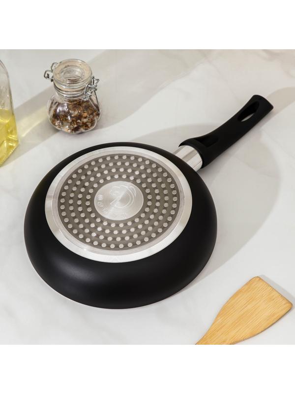 Сковорода Доляна Basic, d=20 см, пластиковая ручка, антипригарное покрытие, индукция, цвет чёрный