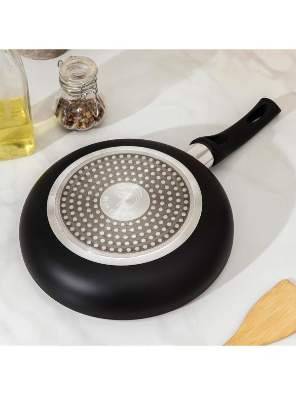 Сковорода Доляна Basic, d=22 см, пластиковая ручка, антипригарное покрытие, индукция, цвет чёрный