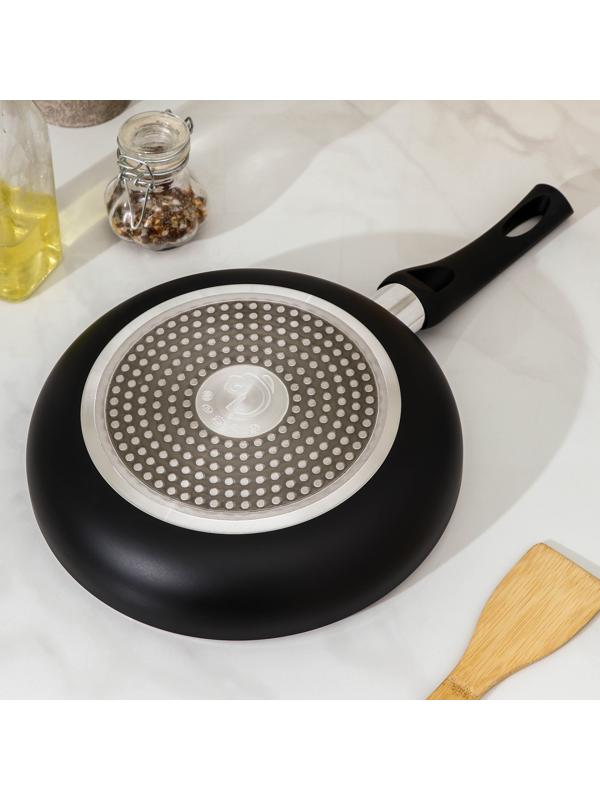Сковорода Доляна Basic, d=24 см, пластиковая ручка, антипригарное покрытие, индукция, цвет чёрный