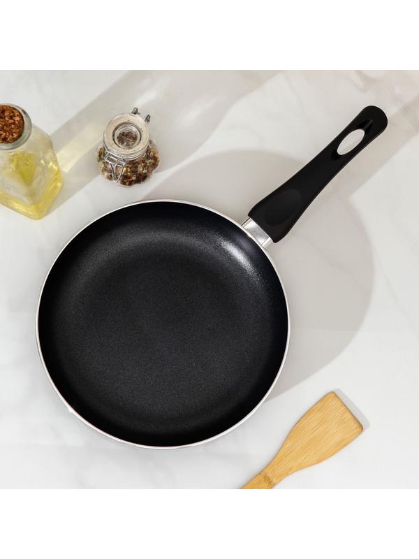 Сковорода Доляна Basic, d=24 см, пластиковая ручка, антипригарное покрытие, индукция, цвет чёрный