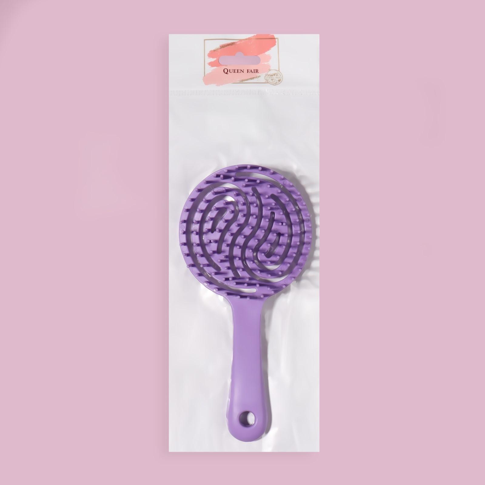 Расчёска массажная, для сушки волос, прорезиненная ручка, 9,2 × 10 см, цвет МИКС