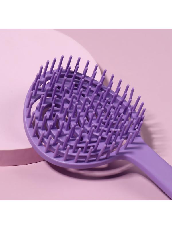 Расчёска массажная, для сушки волос, прорезиненная ручка, 9,2 × 10 см, цвет МИКС
