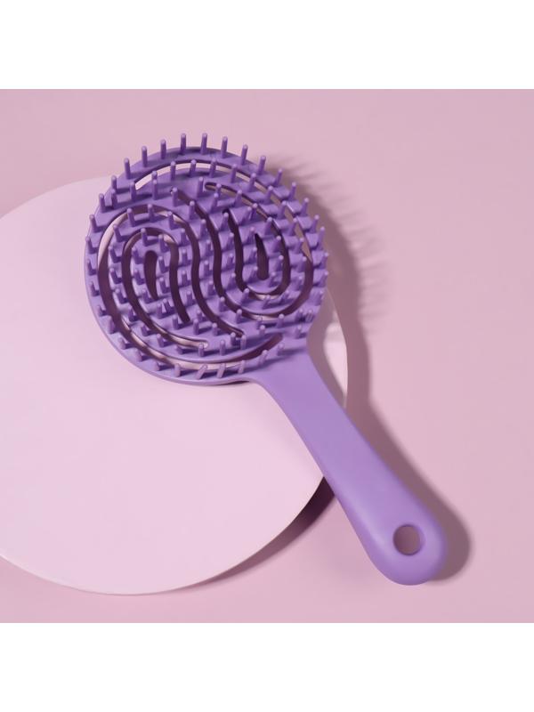 Расчёска массажная, для сушки волос, прорезиненная ручка, 9,2 × 10 см, цвет МИКС