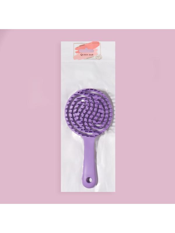 Расчёска массажная, для сушки волос, прорезиненная ручка, 9,2 × 10 см, цвет МИКС