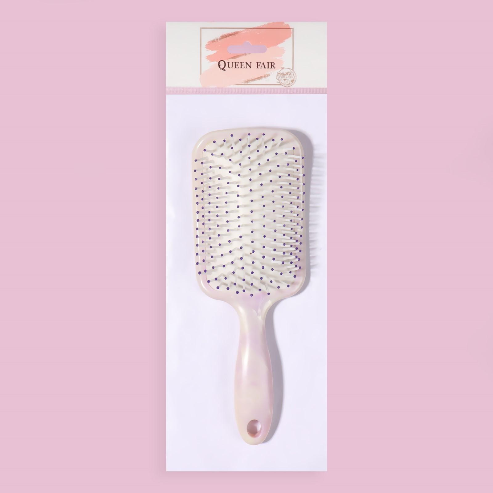 Расчёска массажная, изогнутая, широкая, 8,5 × 24 см, цвет перламутровый