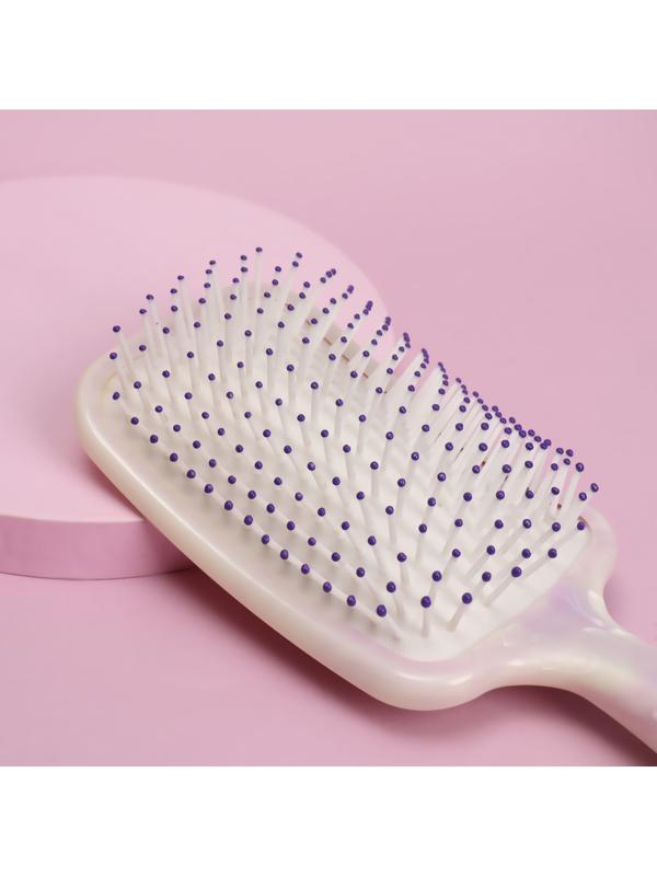 Расчёска массажная, изогнутая, широкая, 8,5 × 24 см, цвет перламутровый