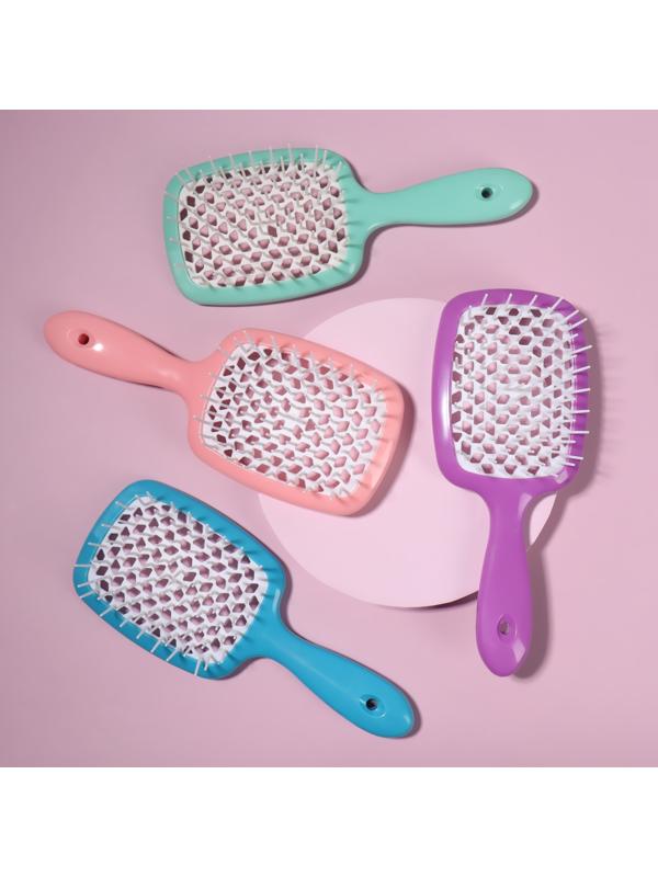 Расчёска массажная, широкая, вентилируемая, 8,3 × 20 см, цвет МИКС