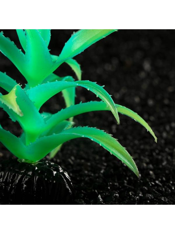 Растение искусственное аквариумное, светящееся, 10 см, зелёное