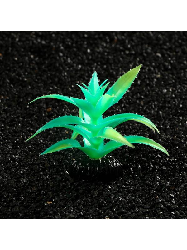 Растение искусственное аквариумное, светящееся, 10 см, зелёное