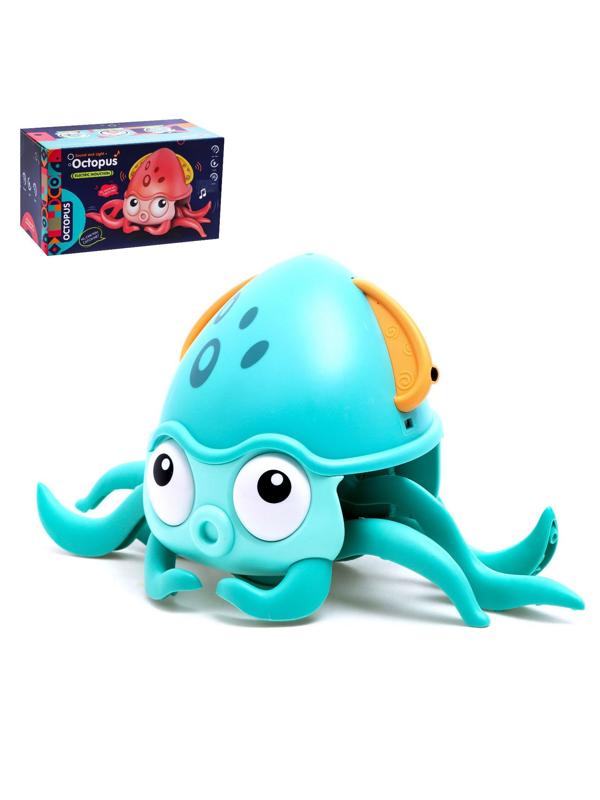 Каталка музыкальная «Осьминог», свет, звук, цвет бирюзовый