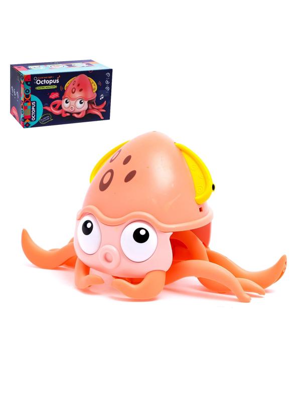 Каталка музыкальная «Осьминог», свет, звук, цвет оранжевый