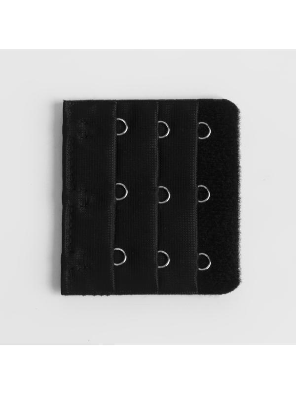 Застёжка-удлинитель для бюстгальтера, 3 ряда 3 крючка, 5 × 5,5 см, цвет чёрный