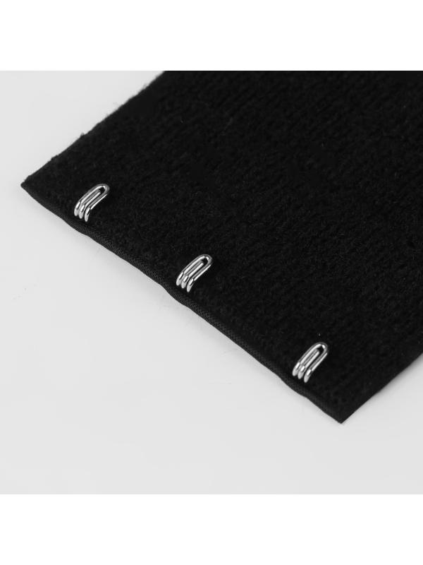 Застёжка-удлинитель для бюстгальтера, 3 ряда 3 крючка, 5 × 5,5 см, цвет чёрный
