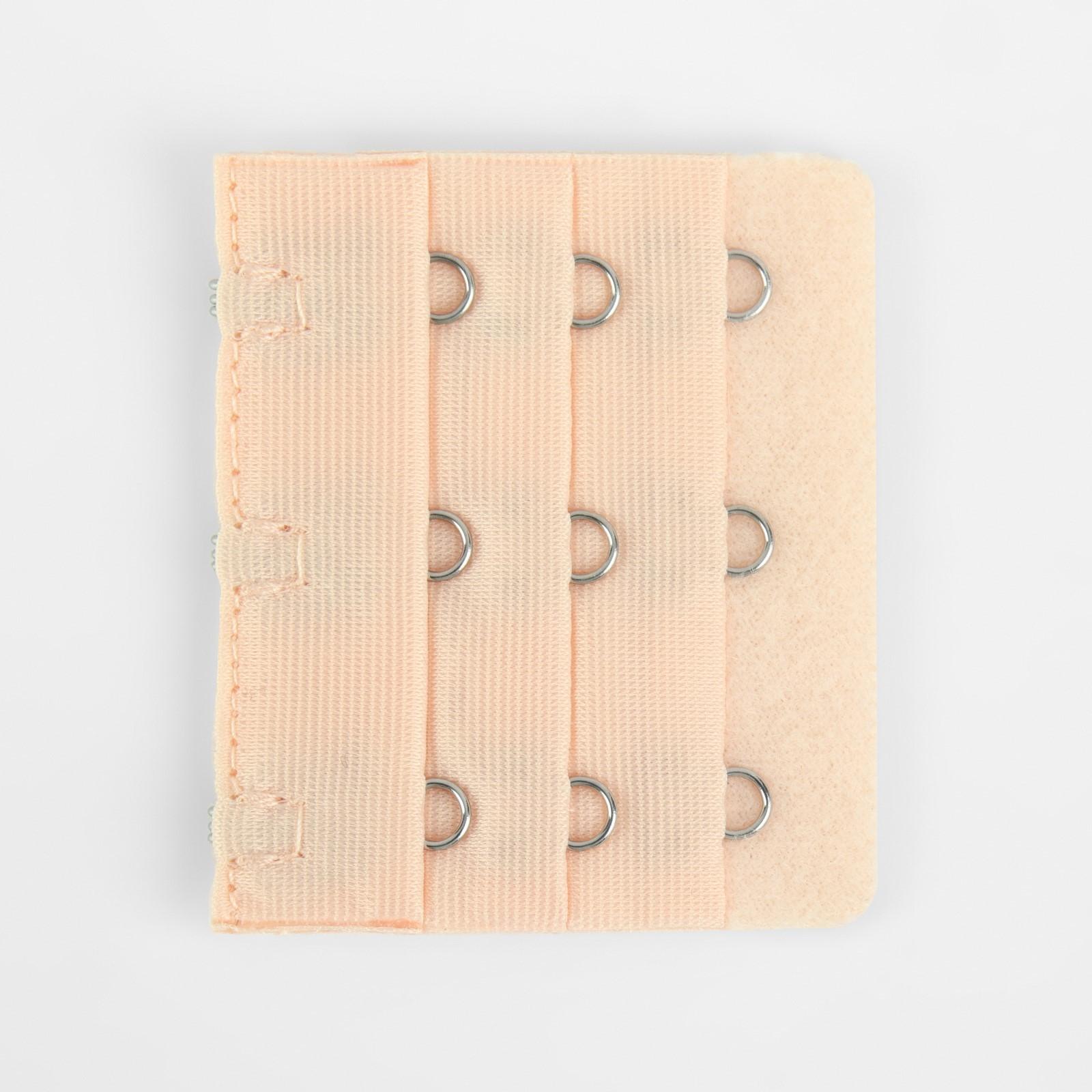 Застёжка-удлинитель для бюстгальтера, 3 ряда 3 крючка, 5 × 5,5 см, цвет бежевый