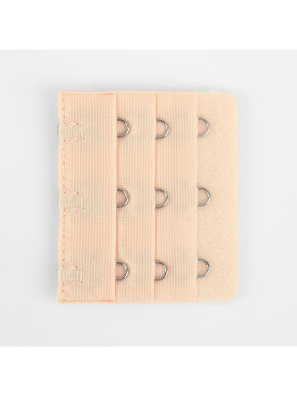 Застёжка-удлинитель для бюстгальтера, 3 ряда 3 крючка, 5 × 5,5 см, цвет бежевый