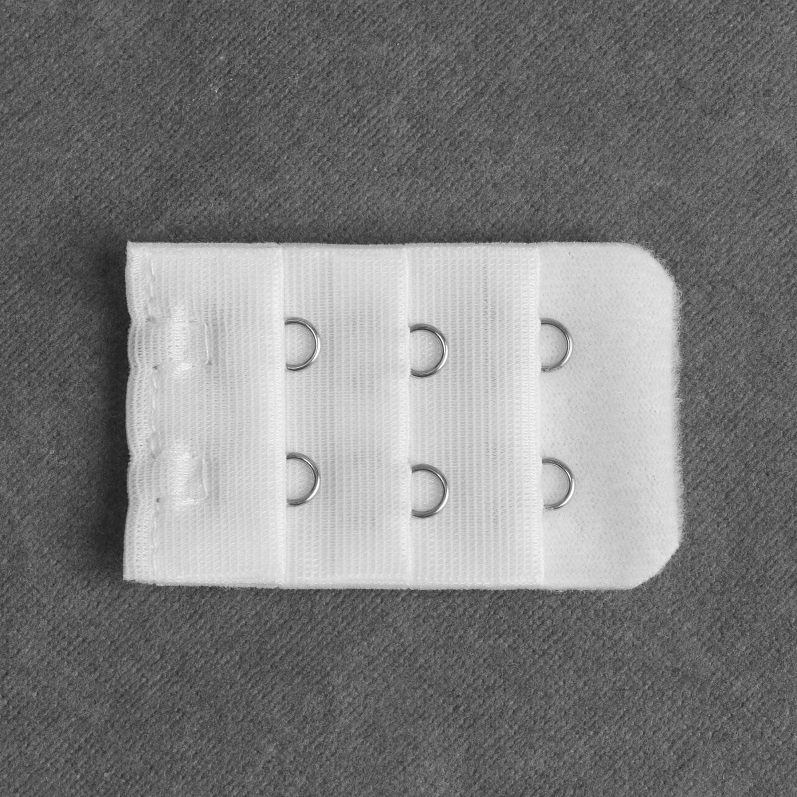 Застёжка-удлинитель для бюстгальтера, 3 ряда 2 крючка, 3,2 × 5 см, цвет белый