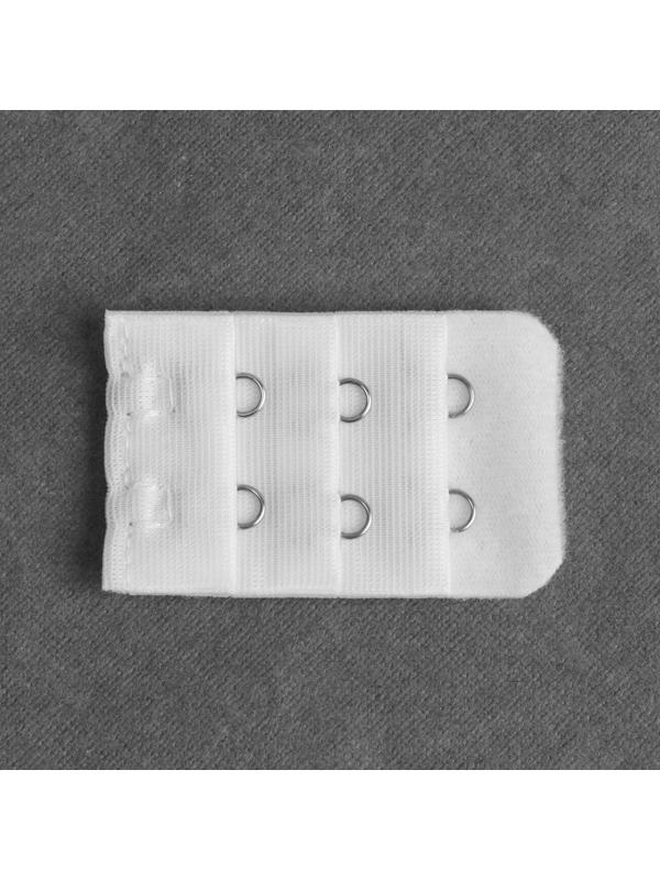 Застёжка-удлинитель для бюстгальтера, 3 ряда 2 крючка, 3,2 × 5 см, цвет белый